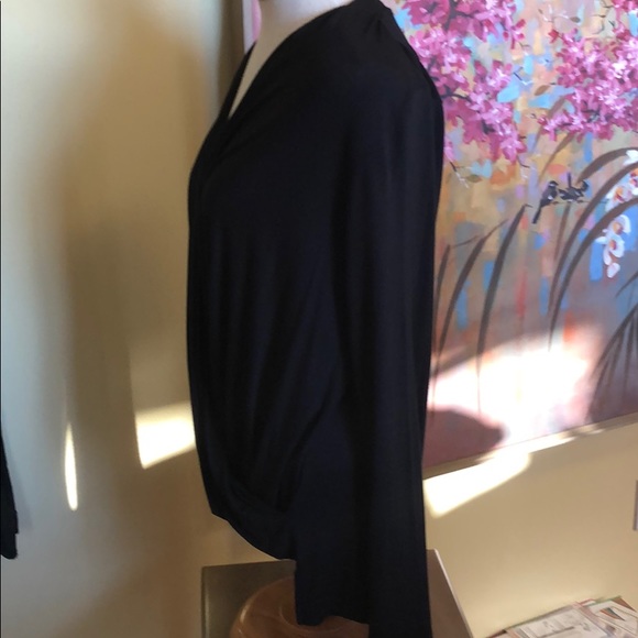 Stella & Dot Black Drape Blouse Sz. Medium/ Large - Picture 2 of 6